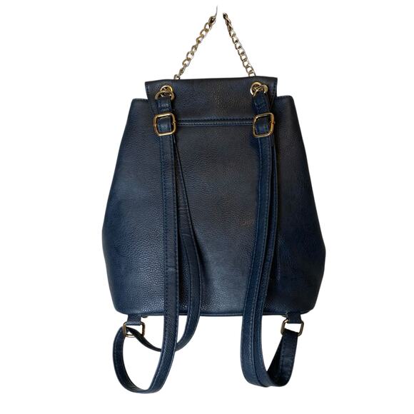 Ted Lapidus Faux Leather Navy Blue Backpack - Picture 2 of 12